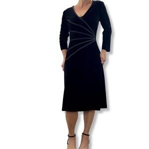 Vintage BLACK VELVET Midi  DRESS — WOMEN’S 24W